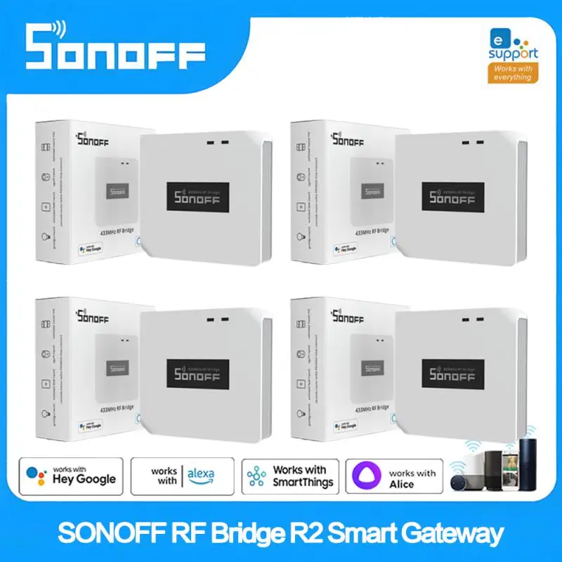 

Беспроводной шлюз SONOFF RF Bridge R2, 433 МГц, RF, Wi-Fi, умный концентратор для домашней безопасности, поддержка DW2-RF PIR3-RF датчик Alexa Google Home