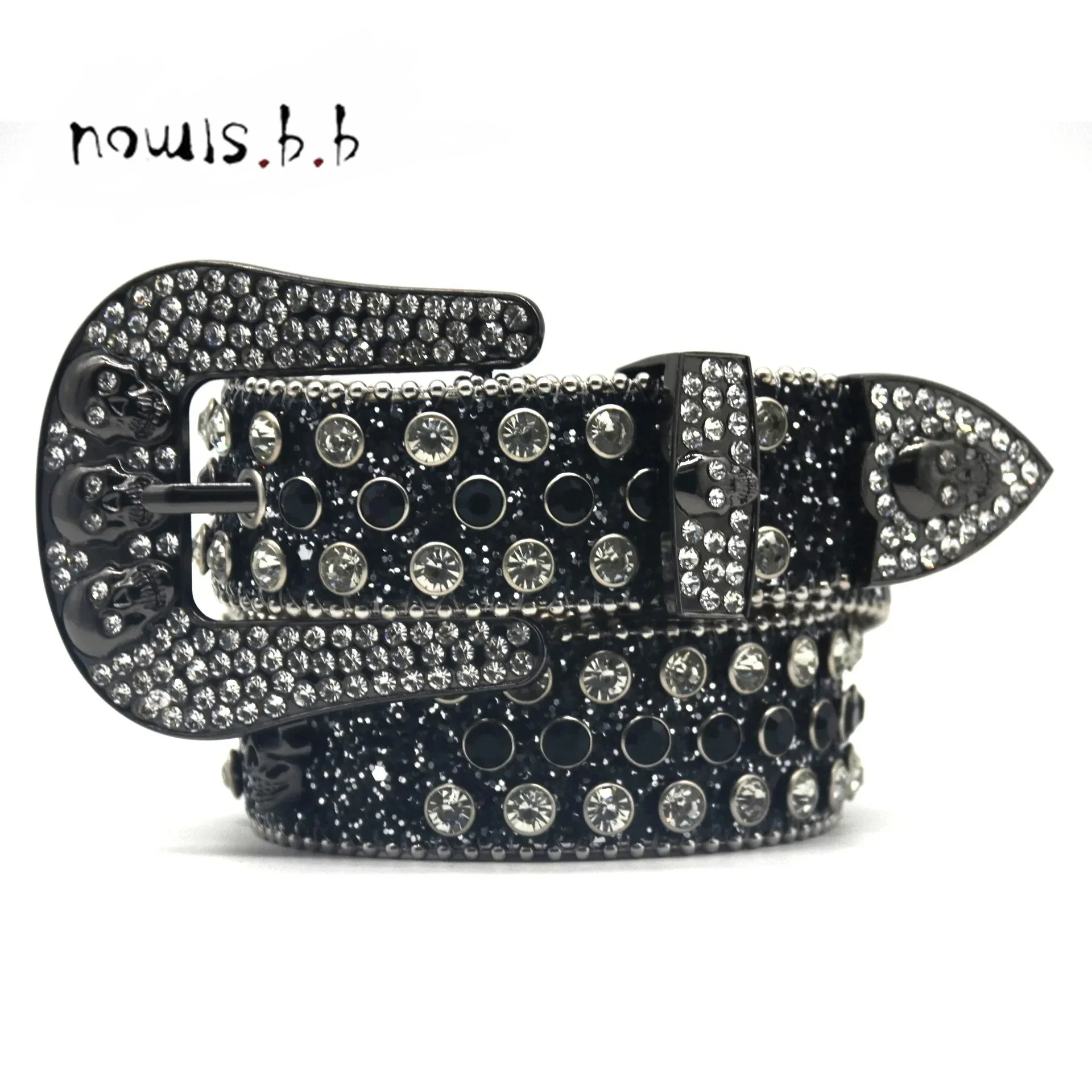 Skull Western Rhinestones Belt Design Crystal Studded Belt Pin Buckle For Women Man Jeans Ceinture Femme Cinto De Strass