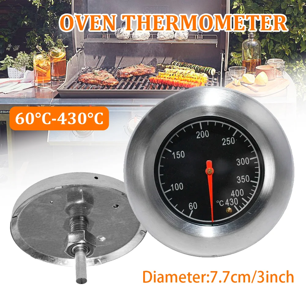 Mini BBQ Thermometer Stainless Steel 60-430℃ Grill Thermometer Gauge Grills Charcoal Pit Wood Smoker Oven Barbecue Kitchen Tool