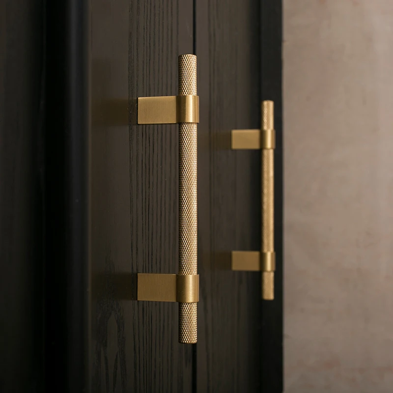 TONA Knurled Solid Brass Furniture Handle/Knobs Cabinet Pull Kitchen Cupboard Drawer Pulls Black Home Decor Door Pull Handle