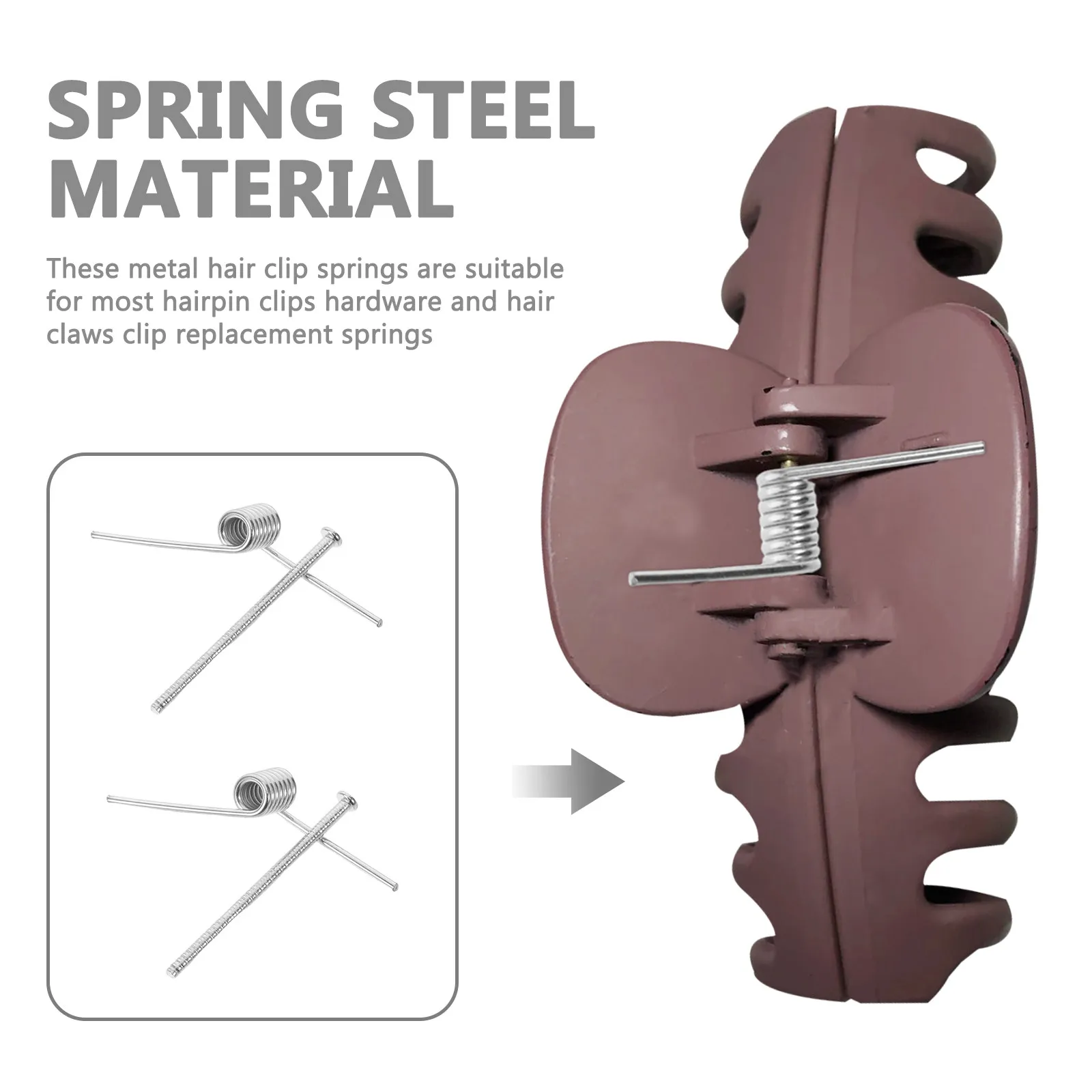 8Pcs Hair Clip Spring Replacement Stainless Steel V-Shaped Torsion Spring for Hair Claw Barrettes DIY Repair Accessories