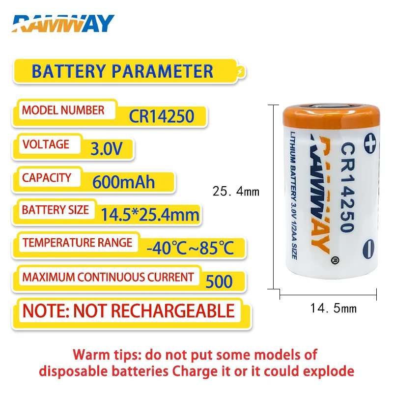 RAMWAY CR14250 3V lithium battery used for servo PLC CNC machine tool equipment control cabinet intelligent toilet sensor