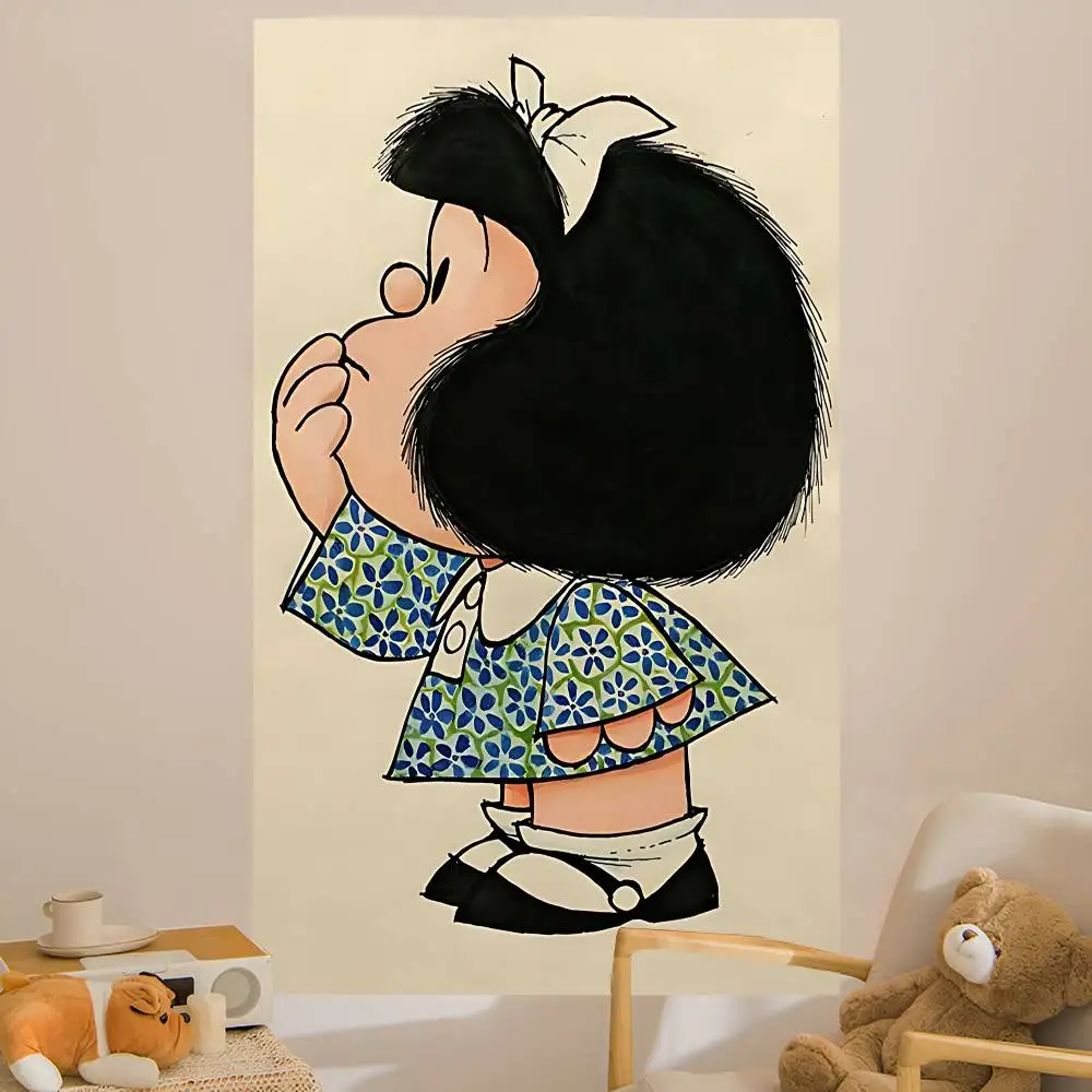 Cute artistic little girl M-MAFALDA Hanging Bohemian Tapestry Bohemian Wall Tapestries Mandala Kawaii Room Decor