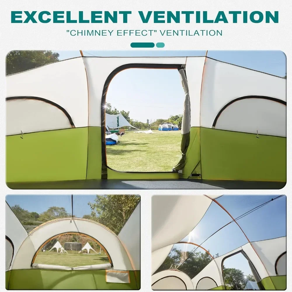 Tent for Camping, Waterproof Windproof Family with Rainfly, Divided Curtain Design for Privacy Space,with Carry Bag Tents