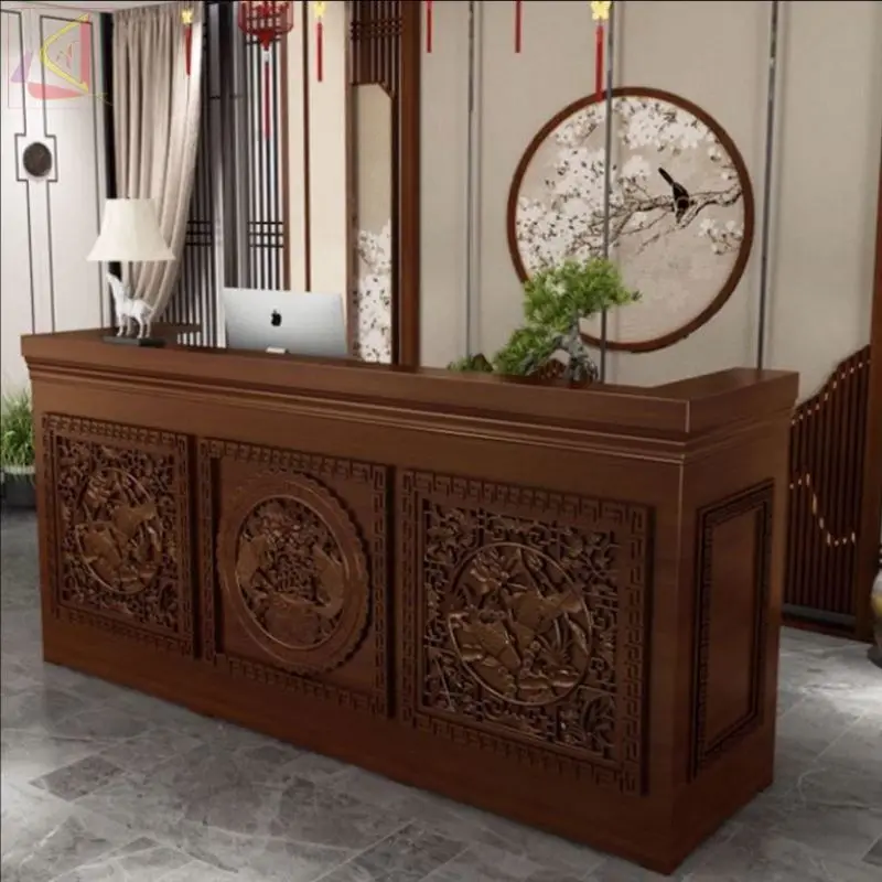 

Retro bar teahouse counter integrated ear picking shop antique checkout page custom traditional Chinese medicine reception desk