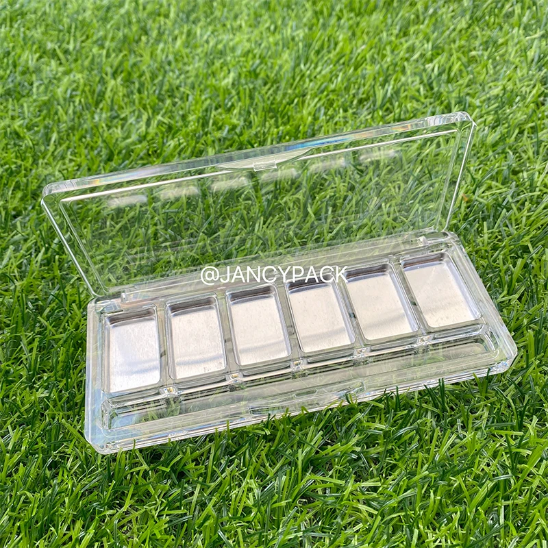 

6 Grids Clear Square Eyeshadow Case Palette Eye Makeup Storage Box Dish DIY Eye Shadow Tool 6 Palettes Pans Custom Logo