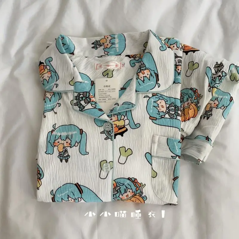 Hatsune Miku Pajamas Anime Cartoon Sanrio Student Dormitory Outgoing Home Clothes Set Short Sleeved Shorts Pajamas