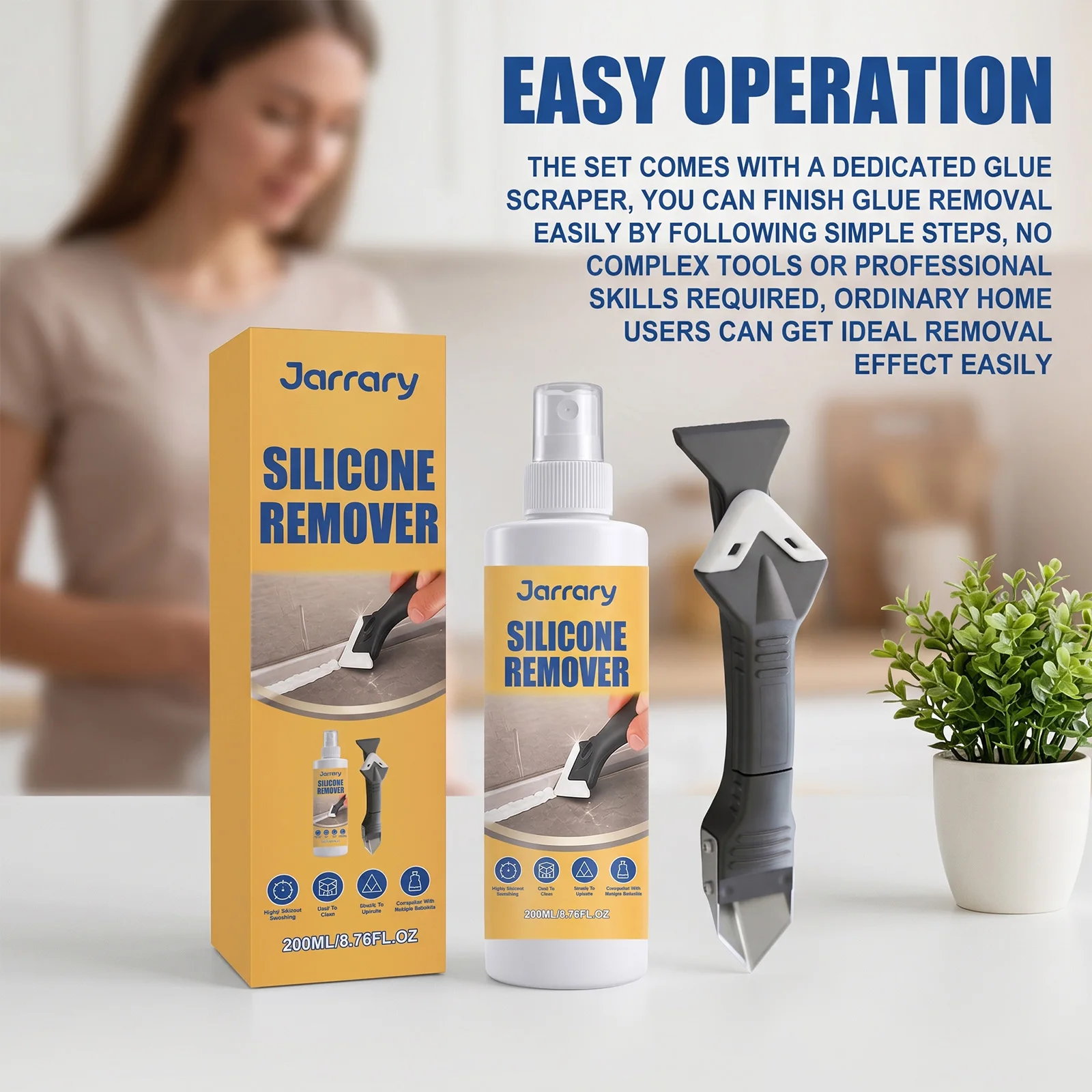 Silicone Sealant Remover with Scraper Kitchen Bathroom Caulk Dissolver Adhesive Cleaner Multi Surface Household Cleaning Care