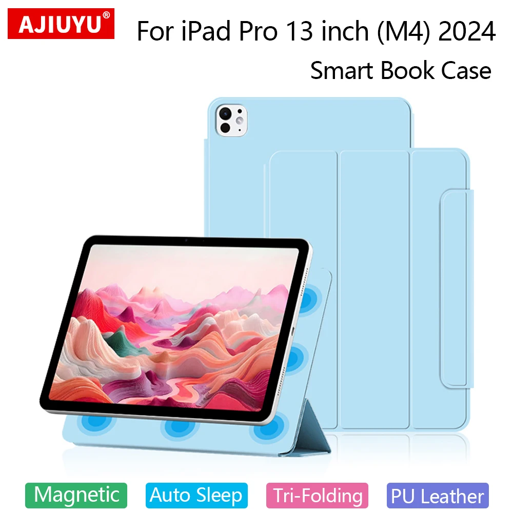 

Чехол для iPad Pro 13 (M4) 2024 Детский чехол для планшета Ультратонкий магнитный смарт-чехол для iPad Pro 13-дюймовый M4 A2925 Чехол-подставка из искусственной кожи