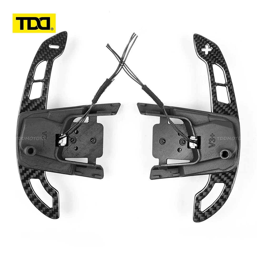 Volant en fibre de carbone brillant TDD avec palettes de changement de vitesse magnétiques pour VW V3 MK7, fonction d'attraction magnétique
