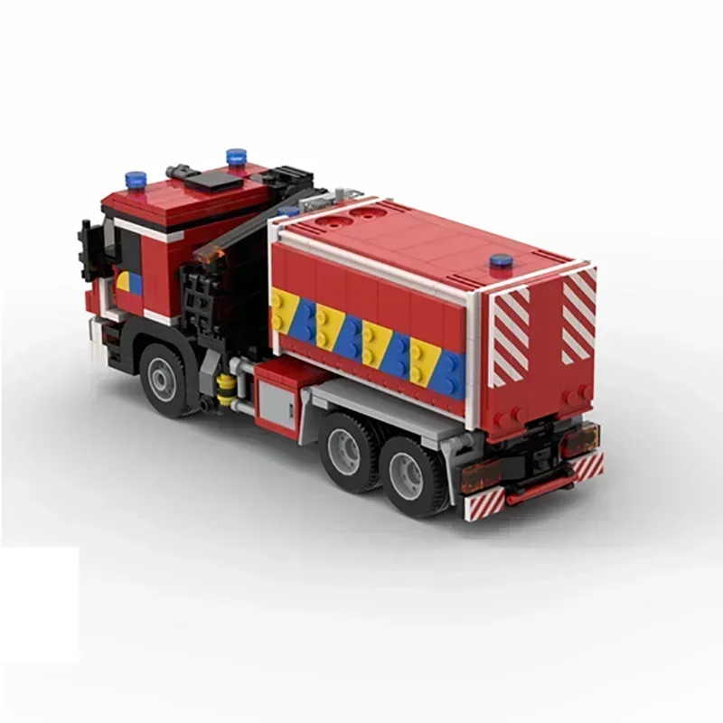 Cidade modelo de carro moc tijolos de construção belga caminhão de bombeiros hooklift veículo tecnologia blocos presentes brinquedos de natal diy conjuntos montagem