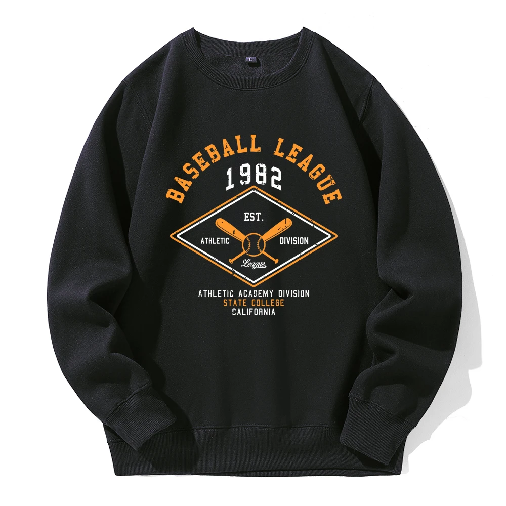 Baseball League Est.1982 Athletic Division Hoodies Men Loose Oversized Warm Hoodie Casual Basic Daily Hooded Street Fashion Tops