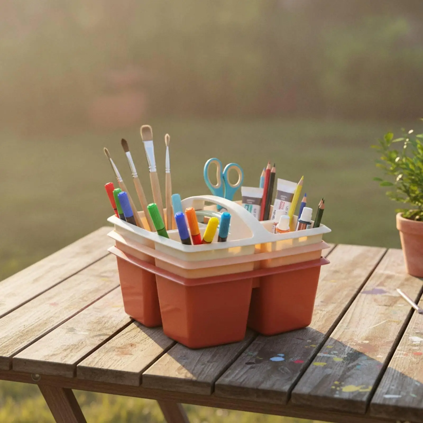 Supply Organizer with Handle Portable Divided Sturdy for Art Room, Craft Station