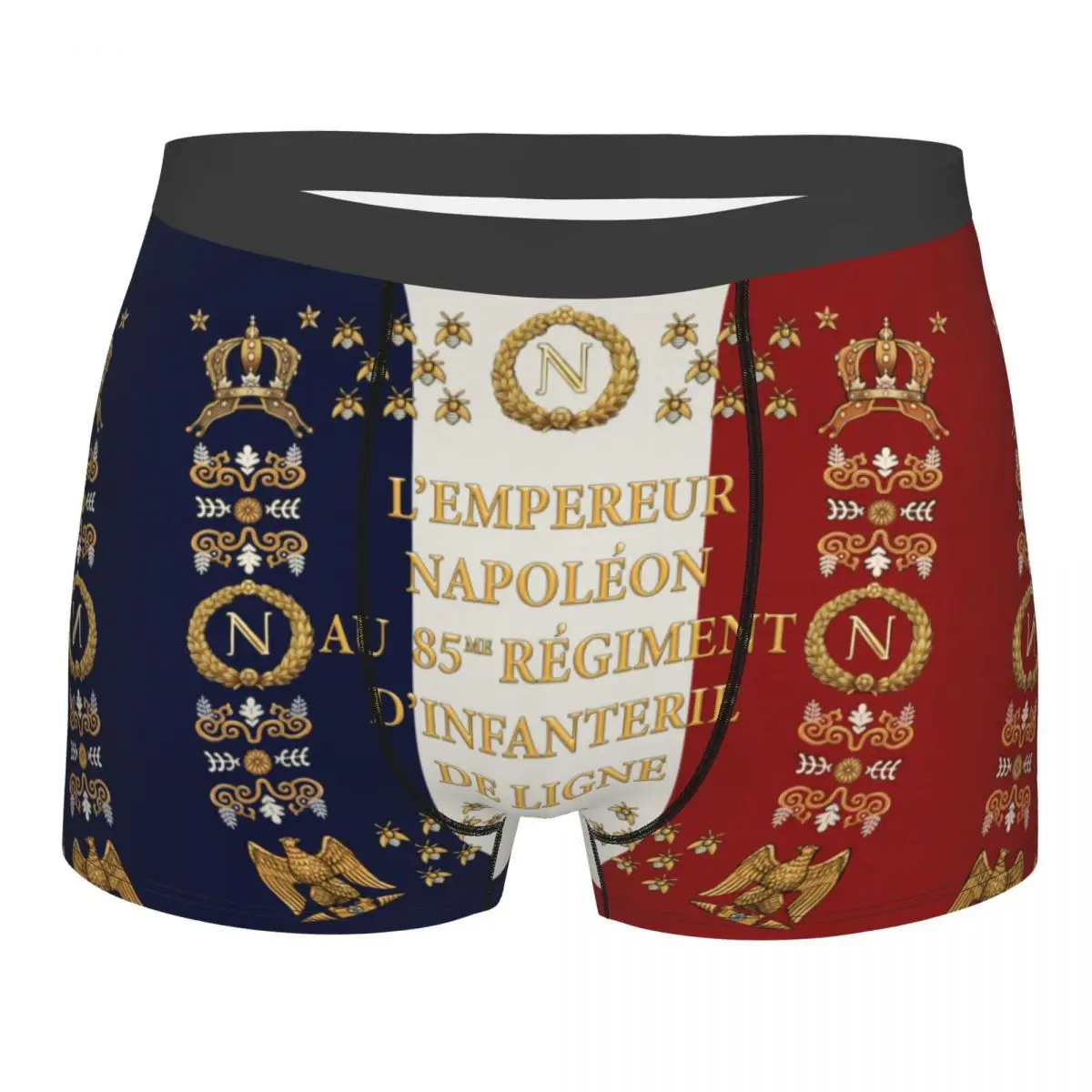 Custom Napoleonic French 85th Regimental Flag Underwear France Fleur De Lis Boxer Briefs Breathbale Shorts Panties Underpants