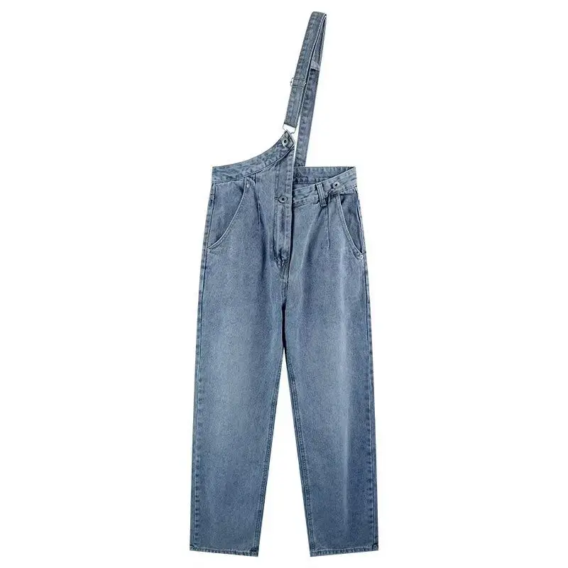 Denim Jumpsuits Woman Performance Nightclub Stage Scrunch Raises White Attractive Cross Ruched Clubwear Activeon Beach