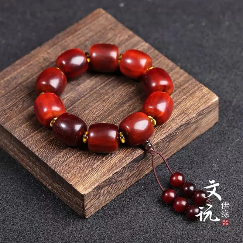 Natural Tibetan Plateau Old Materials Yak Skull Bracelet Men's Fidelity High-End Crafts Beads Hand Catenary Plate Co