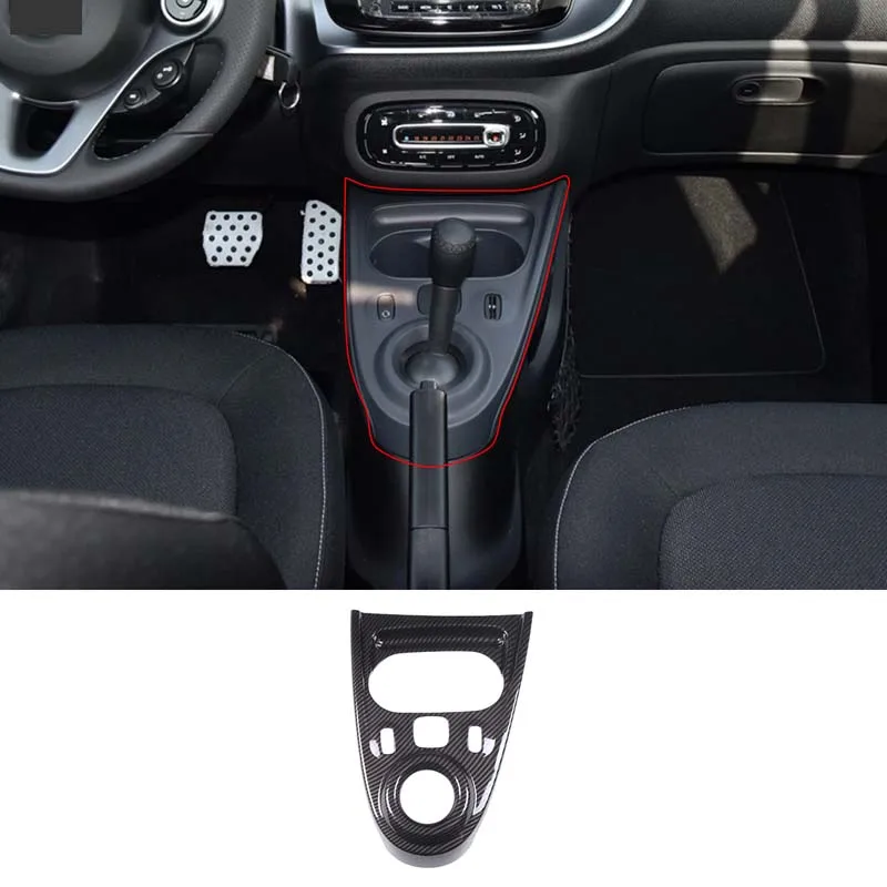 

For 2016-2021 Mercedes-Benz smart 453 Fortwo Forfour ABS carbon fiber car styling center control gear panel sticker auto parts