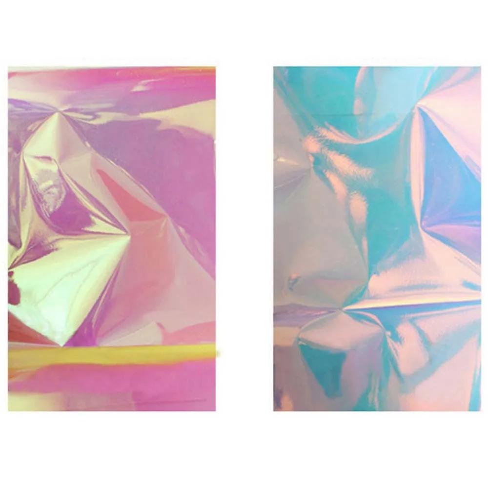 Adesivi per unghie fai-da-te Specchio Glitter Decalcomania Unghie Decorazione artistica Laser Cellophane Foil per unghie Pellicola Aurora Foglie di vetro rotte