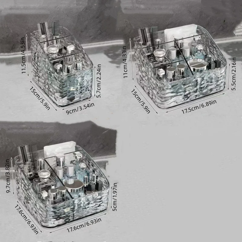 1Pc/Luxury Acrylic Cosmetic Storage Box Desktop Trapezoidal Compartmentalized Transparent Storage Box