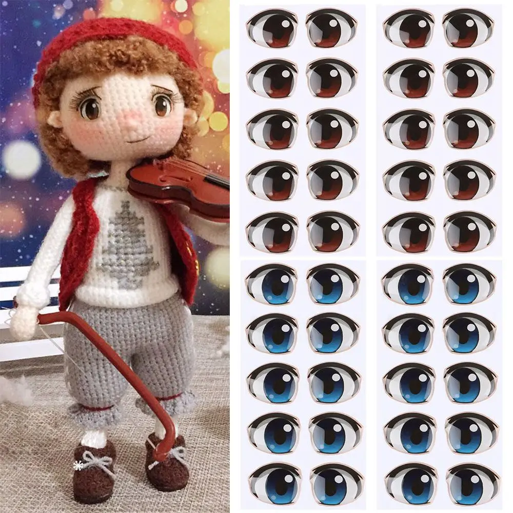 10 Pair Cartoon Crystal Eyes Stickers For Boy Girl Doll Eyes Accessories Anime Figurine Doll Face Organ Paster Eye Chips Paper