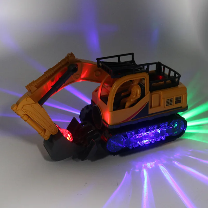 Hot Sale  Rotation Electric Excavator Construction Car with Music LED Kids Educational Toys for Children Birthday Christmas Gift