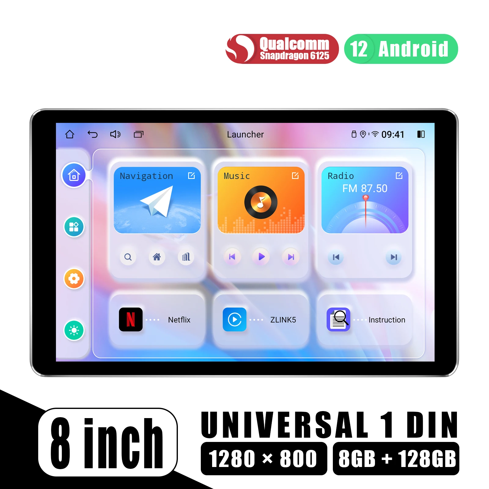 JOYING 8 Inch Android Car Radio Stereo Single Din HD1280*800 Universal Head Unit Andriod Auto Carplay Full Touch Screen