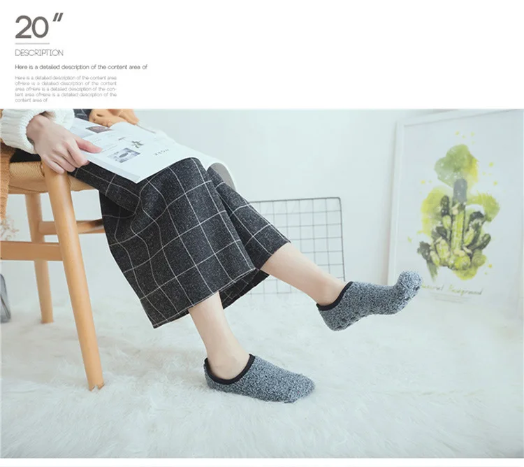 

Non-Slip Grip Sock Slipper Indoor Women Floor Shoes Autumn Winter Adult soft-soled Carpet Thick Yoga Education Home 2W98