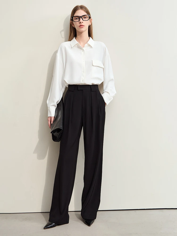 Amii Minimalism Blazer Casual Pants for Women 2024 Spring New Commuter High Waist Wide Leg Loose Straight Solid Pants 12441275