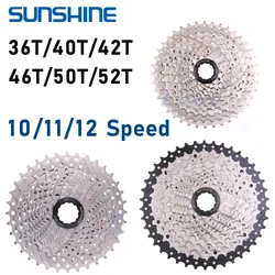 SUNSHINE-SZ-Cassete da bicicleta da montanha, 10, 11, 12 velocidades, MTB K7, 40T, 42T, 46T, 50T, 52T, roda livre da bicicleta para Shimano M4100, m5100, M6100