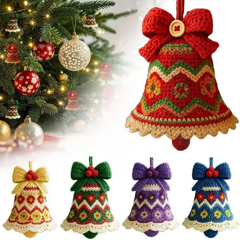 

Hand-Knitted Christmas Bell Decoration Christmas Craft Kit Handmade Holiday Crochet Accessories Best Gift for Friends and Family