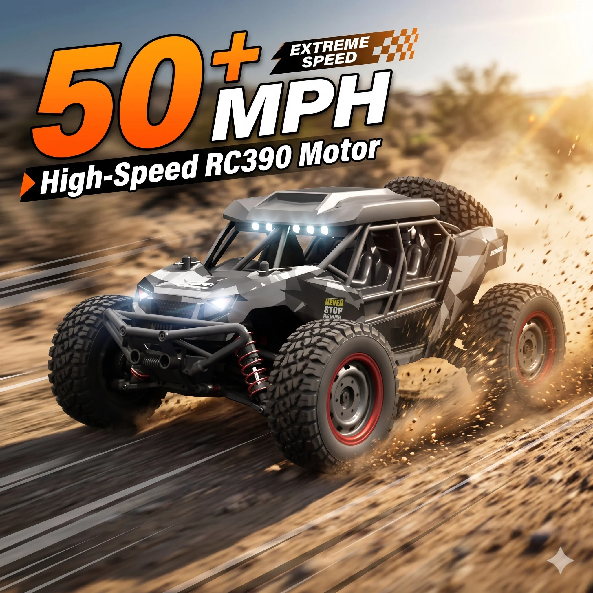 Voiture RC tout-terrain 1/16, camion électrique tout-terrain de qualité hobby avec engrenages et CVD entièrement métalliques, moteur RC390 haute vitesse, voiture télécommandée 2.4G pour adultes et adolescents