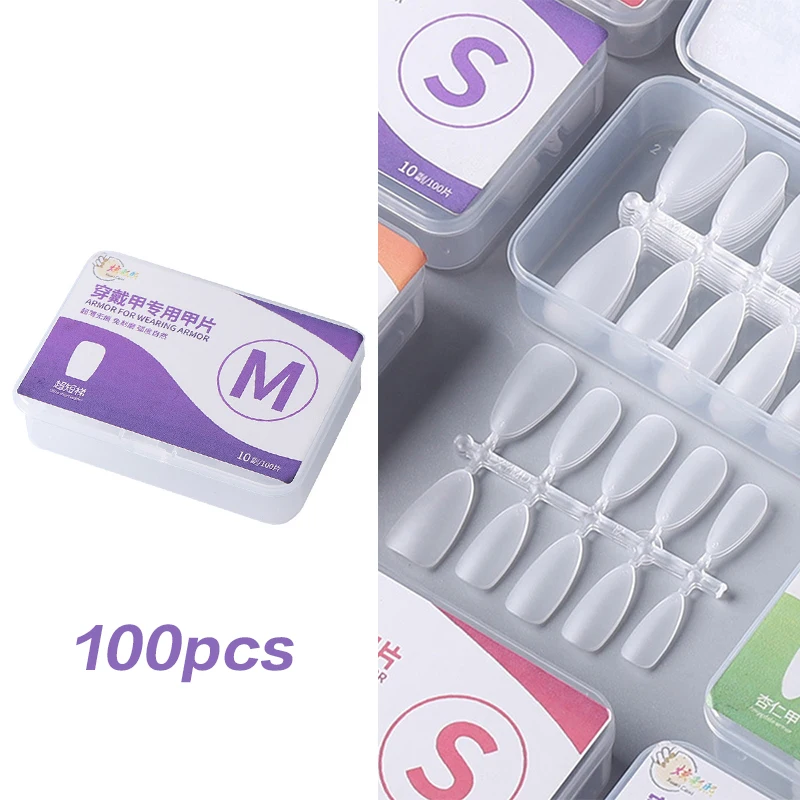 100pcs Press On Nail Tips Full Cover Ultra-Thin False Nails Patches Gel Nails Extension System Clear Fake Nails Art Accessories