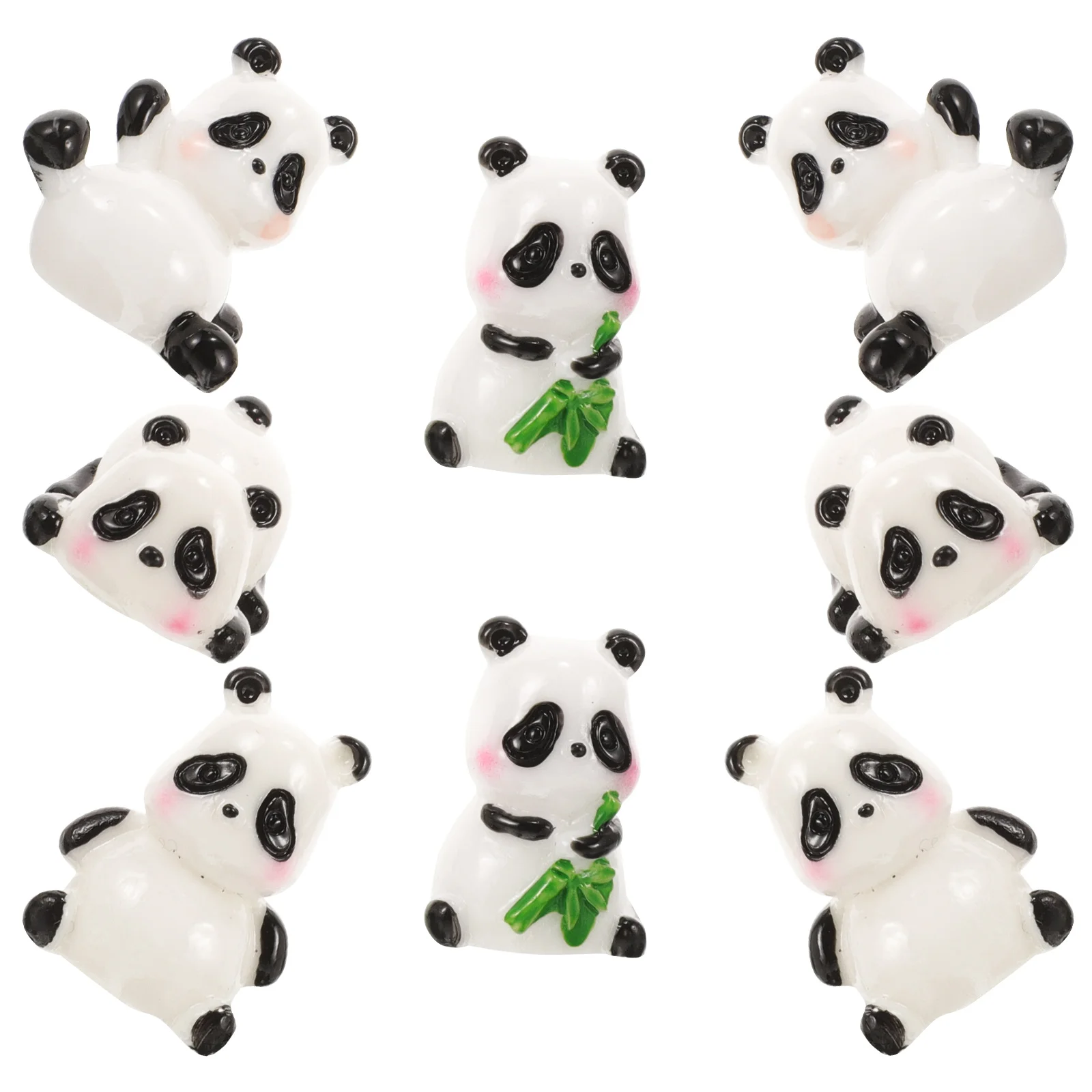 

8 Pcs Mini Panda Ornament Animal Figurine Decoration Cake Decorations Puppet Miniature Resin Birthday Adorable Sculpture