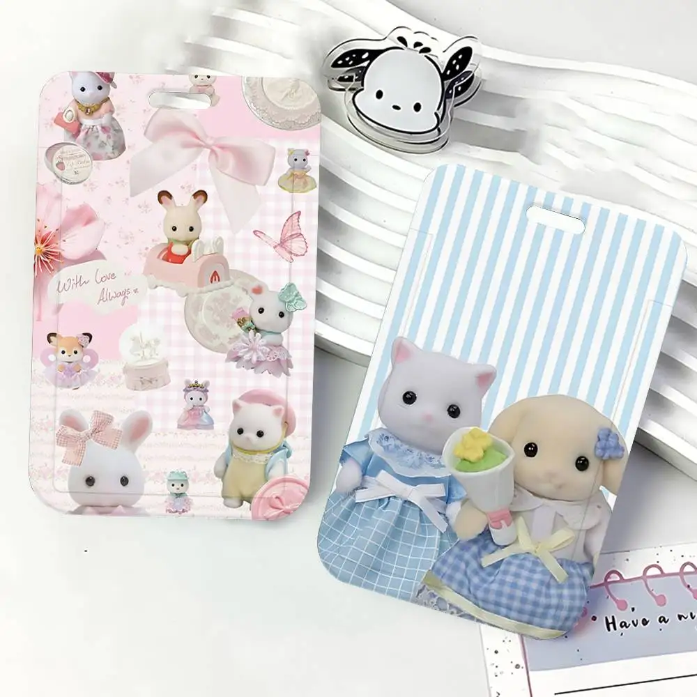 

Милый держатель для ID-карт и пропусков S-Sylvanian F-Families с ремешком на шею, чехол для кредитных карт, подарок для детей