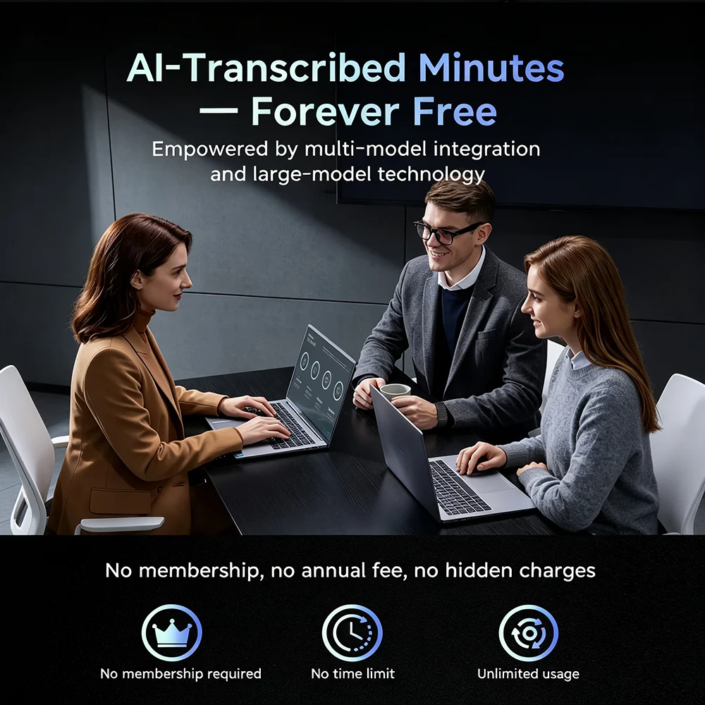 AI Meeting & Recording Smart Bracelet Men Women Heart Rate Blood Pressure Sleep Monitoring Health Smart Watch Bands 160+ Sports