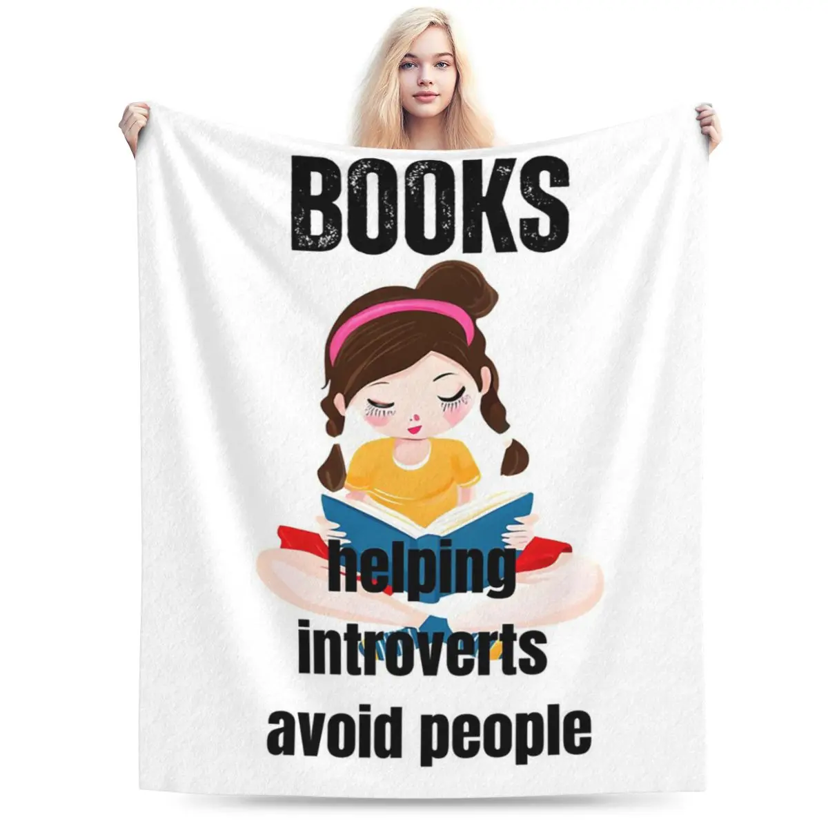 Books Helping Introverts Avoid People Blankets Soft Warm Flannel Throw Blanket Bedding for Bed Living room Travel Home Sofa