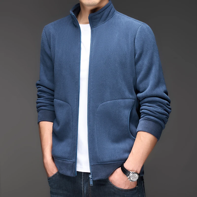 

Fashion brand autumn and winter comfortable new standing collar jacket men' hot selling high-quality velvet warm zipper cardigan