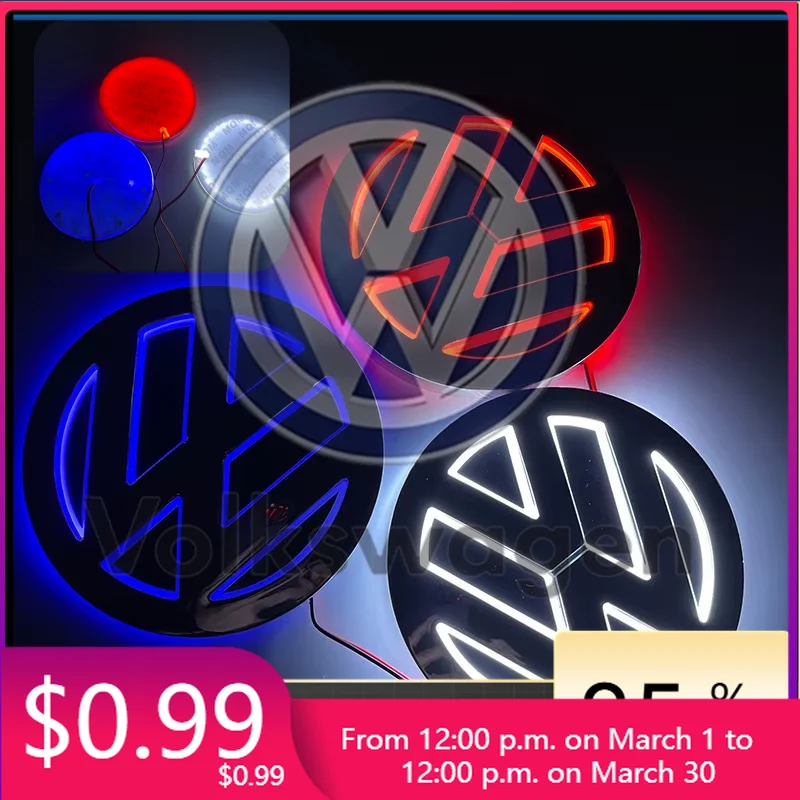 

Автомобильные инструменты 2026: Новинка! 5D LED-подсветка логотипа Volkswagen (11 см) для передней решетки, подходит для моделей CC/Golf/P