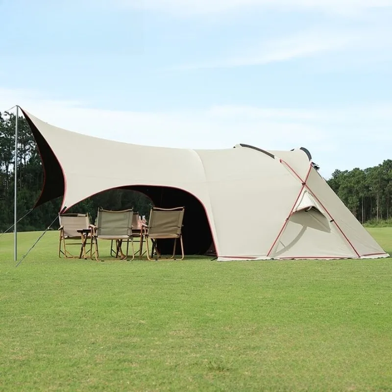 Large outdoor camping tent, rainstorm-proof overnight canopy two-in-one sun shading