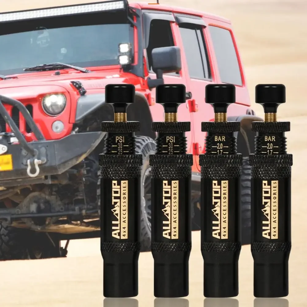 4-teiliges Einstellbares Auto-Stopp-Reifenablassventil-Set (10-30 PSI) 4x4 Aufschraubbare Reifenablasswerkzeuge für Fahrzeuge Motorräder Offroad – Detail 5
