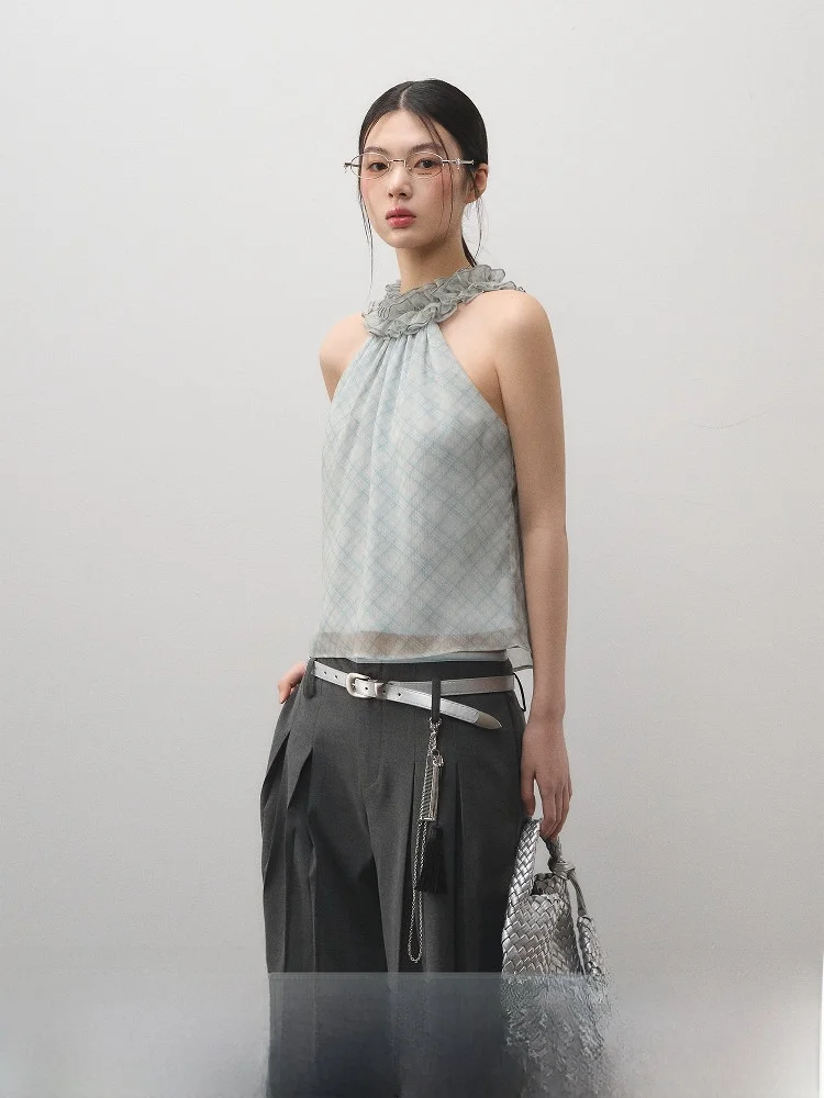 

LaluneDuCiel French Sle f High Collar Vest Women's Design Sensation aciousn Cheered Hanging Ne Top