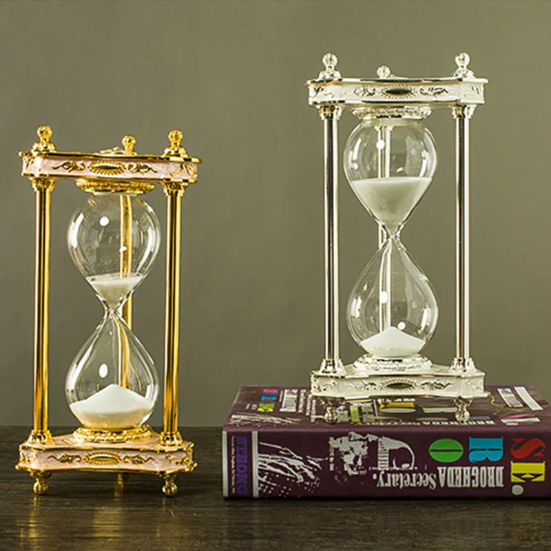 Creative Time Hourglass Ornament Half Hour Timer Decoration Metal Crafts Christmas Gifts