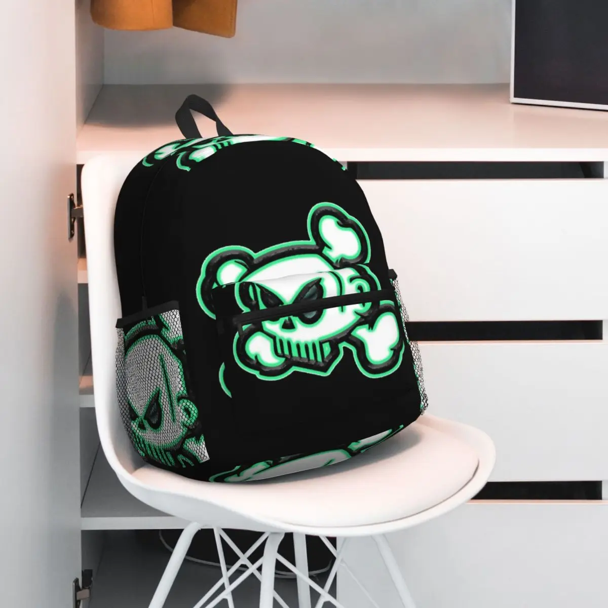Ken Block Acrylic Skull Backpack Daypack Large Capacity Children BookBag School Bag Shoulder Bags for Men Women