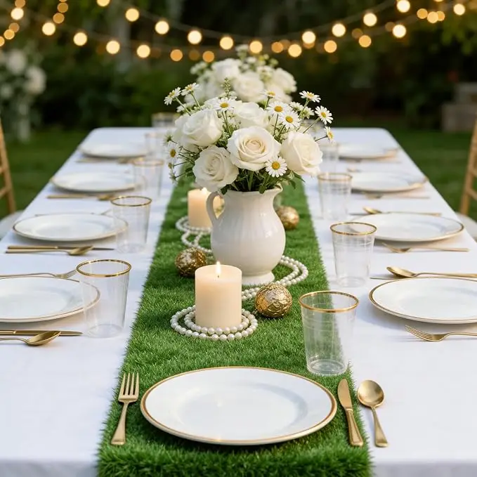 4-Pack Artificial Grass Table Runner,Realistic Faux Turf Decor, 30*90cm ,Indoor Outdoor Rug for Easter Spring Party Centerpiece