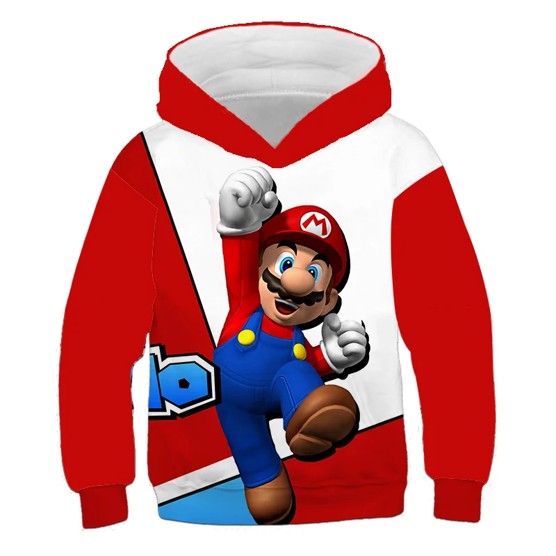 Kids' Casual Cartoon Hoodie Children's Mario Sporty Wear Girls Loose Clothing Autumn Boys' Soft Long sleeved Daily Sweatshirt