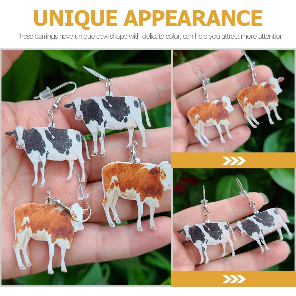 2Pairs البقرة الأقراط العصرية الاكريليك انخفاض الأقراط للنساء مجوهرات خفيفة الوزن حفل زفاف وعيد ميلاد الأذن المجوهرات