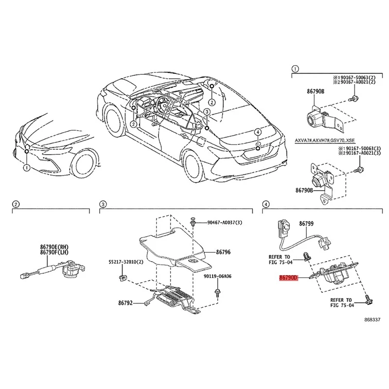 86790-06090 Car Trunk Tailgate Rear View Park Assist Backup Camera Parts Accessories For Toyota Camry 2017-2021