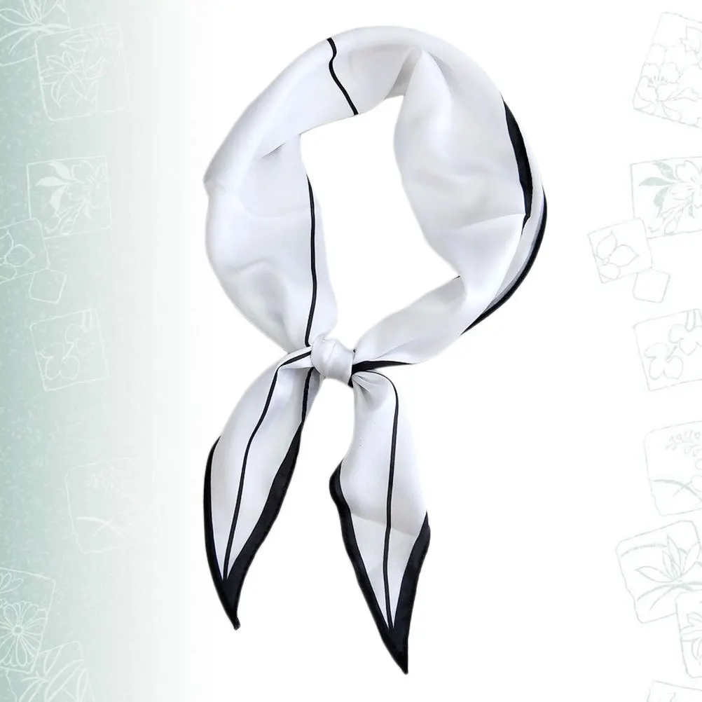 

1Pcs Woman Rhombus Pattern Emulation Silk Scarf White Lightweight Breathable Small Dots Print Fashion Neck Decoration Spring