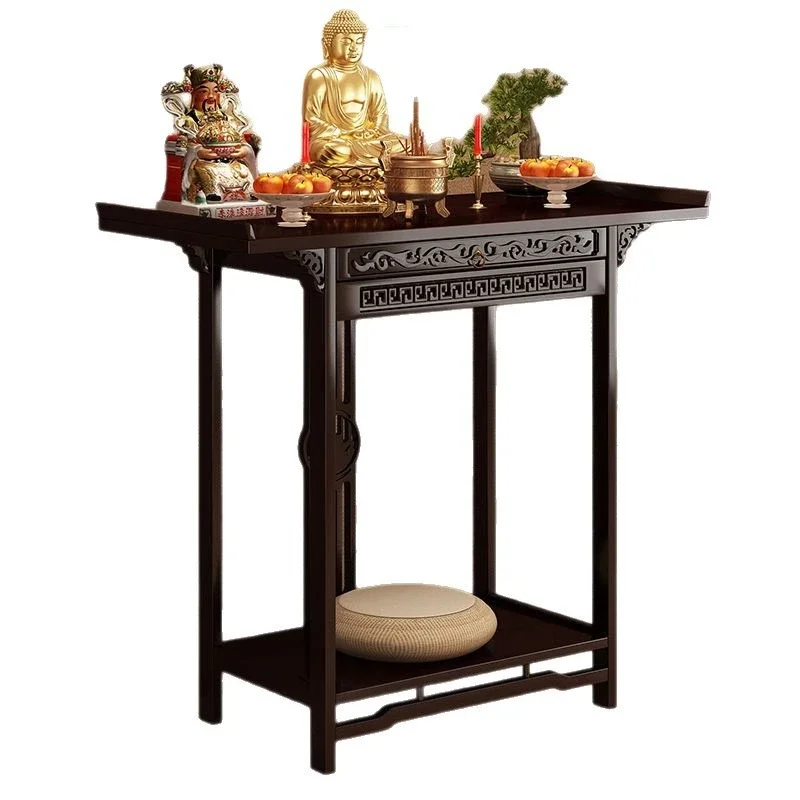 Household tribute table New Chinese strip Offering table Cai Ye cabinet Shentai Solid wood entrance Strip Buddhist table