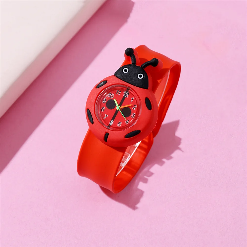 Montre-bracelet individuelle à quartz pour enfants, motif de dessin animé, style mignon, rose, rouge, cadran Harvey